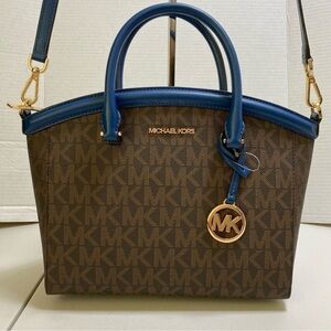 BNWT Michael Kors LG Yara Satchel w/ Crossbody Strap River Blue